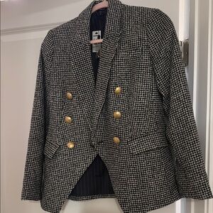 Stylish Black and White Blazer with Gold Buttons